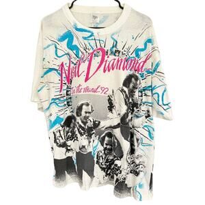 Vintage Neil Diamond Shirt Size XL Tour Band Rock Tee AOP Men's 90s RARE USA